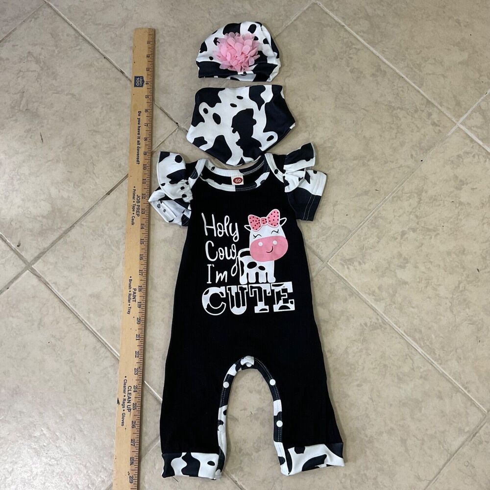 3 Pc Holy Cow I’m cute  Outfit, 0-9 Months, outfit, Hat, Bib, Gift set